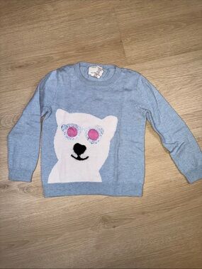 Crewcuts Light Blue Polar Bear Sweater with Pink Sunglasses
